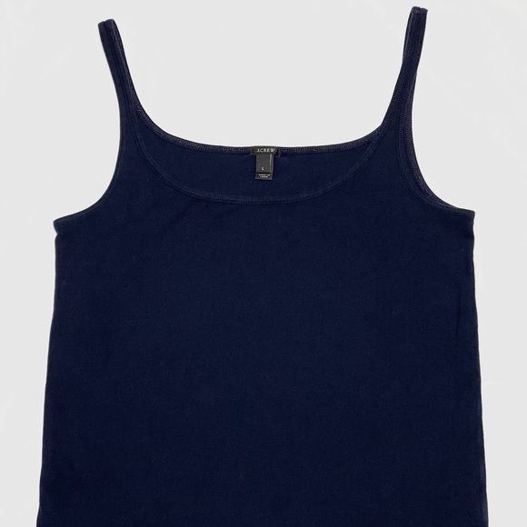 J. Crew 100% Cotton Perfect Fit Navy Blue Tank Top Size Large - Picture 3 of 5